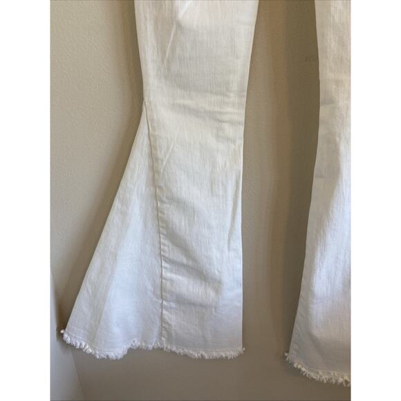 Saints & Hearts White Distressed Hem Wide Flare Leg Festival Boho Denim Jeans S - Picture 8 of 12